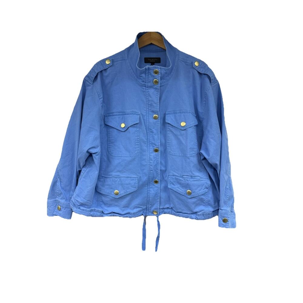 Talbots Military Utility Field Jacket Womens Plus 2X Petite Periwinkle Spring